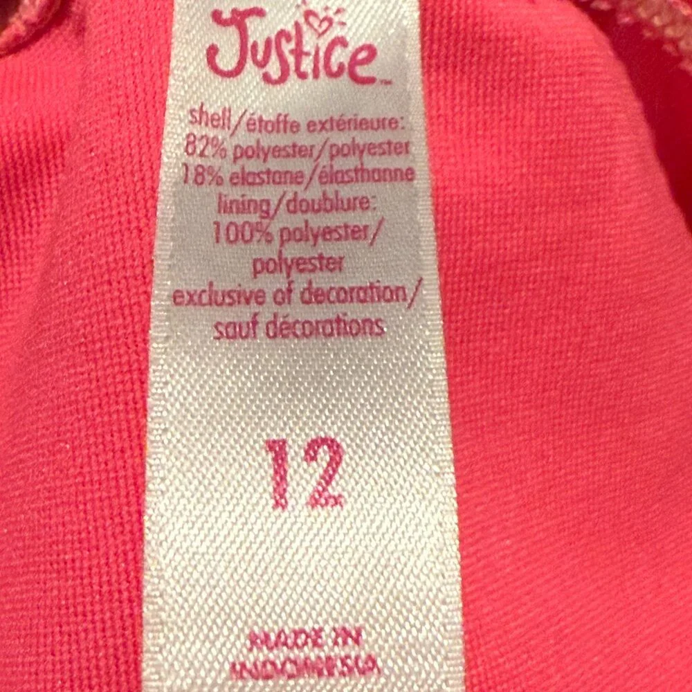 Justice Girls Bikini Set Crochet Halter Top & Matching Pink Bottoms Sz 12